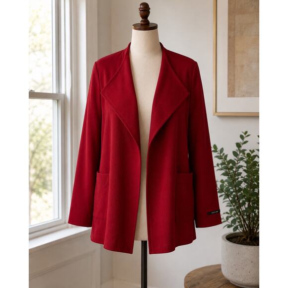 Marina Rinaldi Jackets & Blazers - Marina Rinaldi Chiaro Red Wool Open Front Drape Jacket Italy Plus Size 21 NWT
